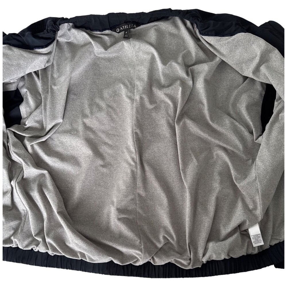 Athleta Chill Bomber Jacket 202074-04 Womens M Navy Captain Lined Zip Drawstring - Picture 7 of 16